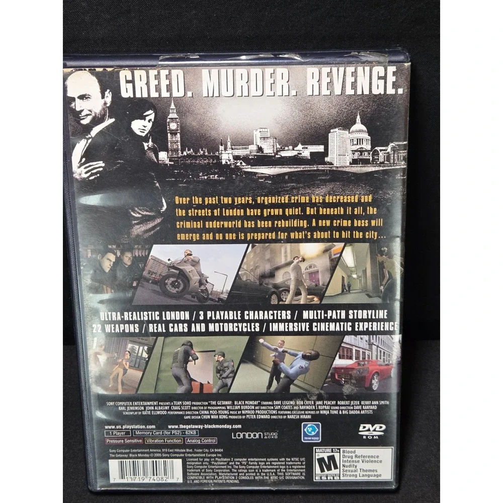 The Getaway Black Monday Sony PlayStation 2‎ PS2 Game CIB SCUS-97408 NTSC U/C